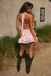 POPPY HIGH NECK RUFFLE MINI DRESS - PETAL