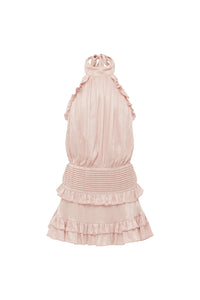 POPPY HIGH NECK RUFFLE MINI DRESS - PETAL