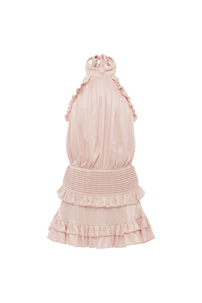 POPPY HIGH NECK RUFFLE MINI DRESS - PETAL