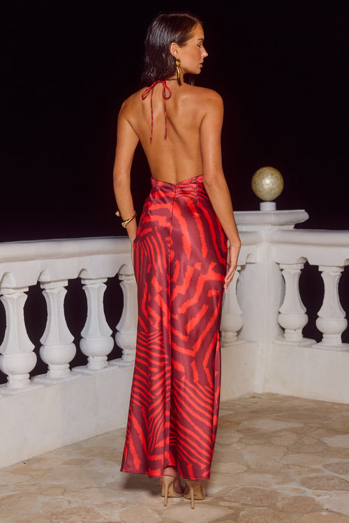 POSEY LOW PLUNGE MAXI DRESS - NOAH CHERRY