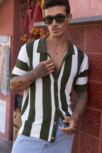 PRESLEY SHIRT - KHAKI/WHITE