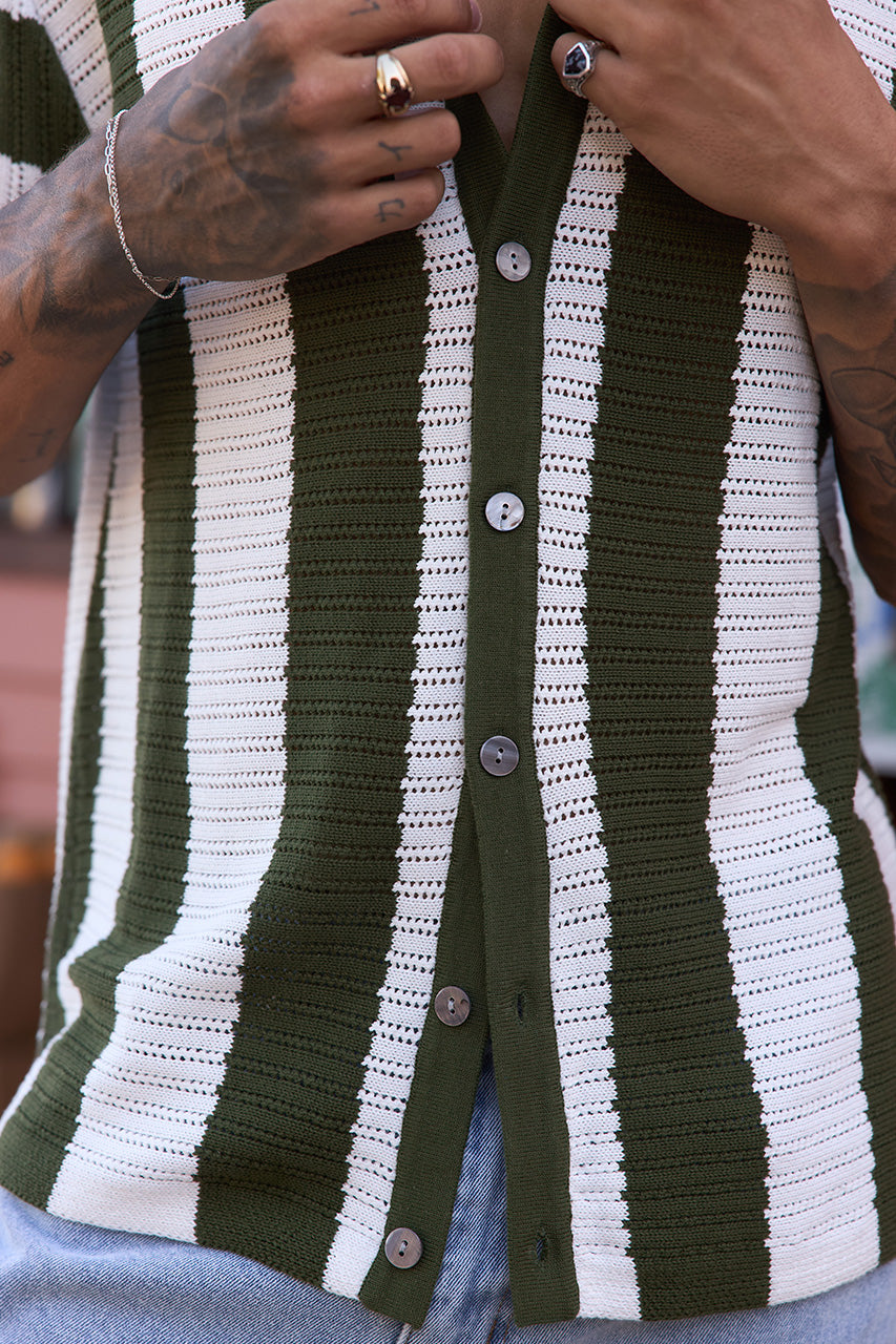 PRESLEY SHIRT - KHAKI/WHITE