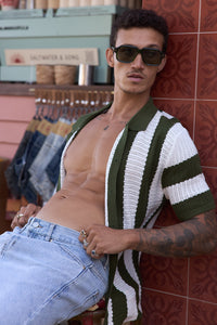 PRESLEY SHIRT - KHAKI/WHITE