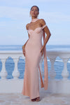 RAPHAELLA OFF SHOULDER MAXI DRESS - PEACH
