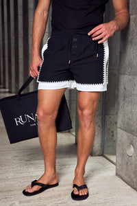 ABEL DRAWSTRING SHORT - BLACK/WHITE