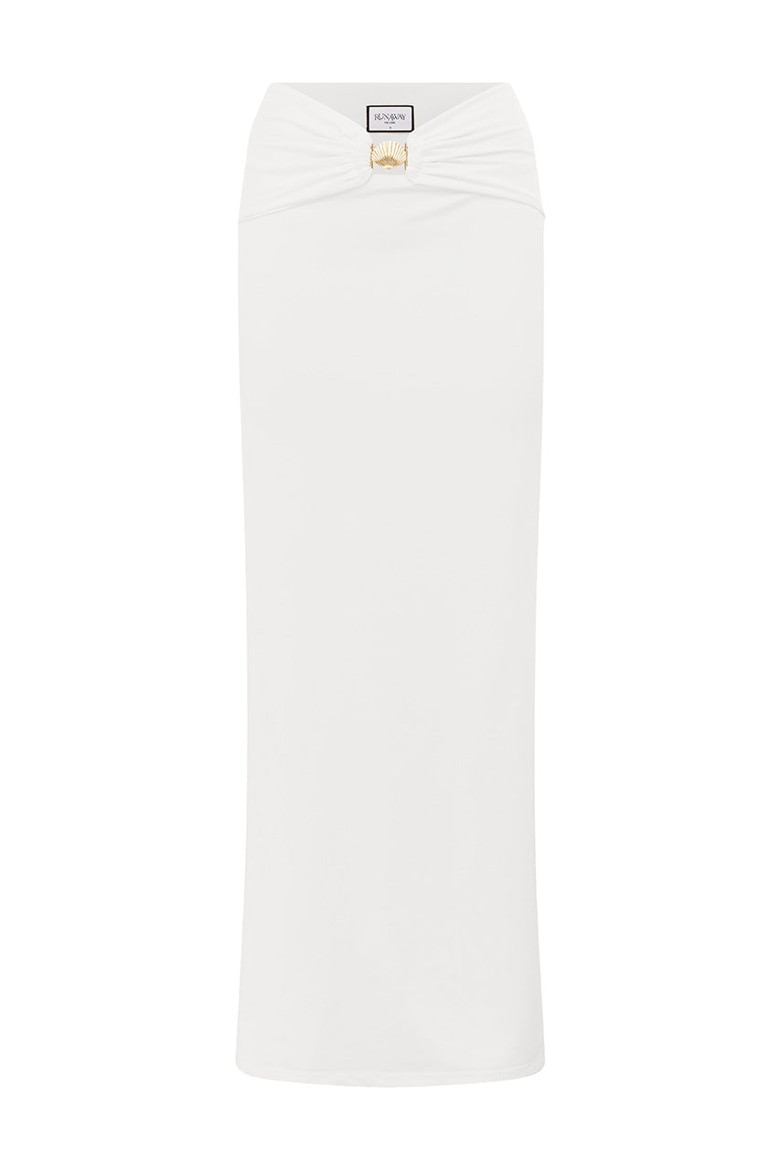 REMINA LOW WAIST RUCHED MAXI SKIRT - WHITE