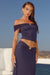 REMINA RUCHED OFF SHOULDER TOP - NAVY