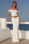 REMINA LOW WAIST RUCHED MAXI SKIRT - WHITE