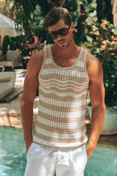 HAYES TANK - SAND/WHITE STRIPE