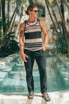 ALCHA TANK - BLACK/SAND STRIPE