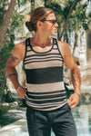 ALCHA TANK - BLACK/SAND STRIPE