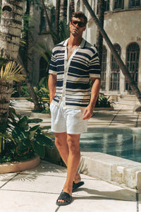 MONROE TOP - WHITE/NAVY STRIPE