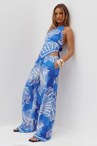 RILEIGH WIDE LEG PALAZZO PANT - SHELLIE BLUE