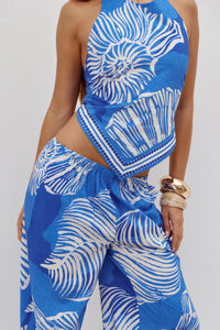 RILEIGH WIDE LEG PALAZZO PANT - SHELLIE BLUE