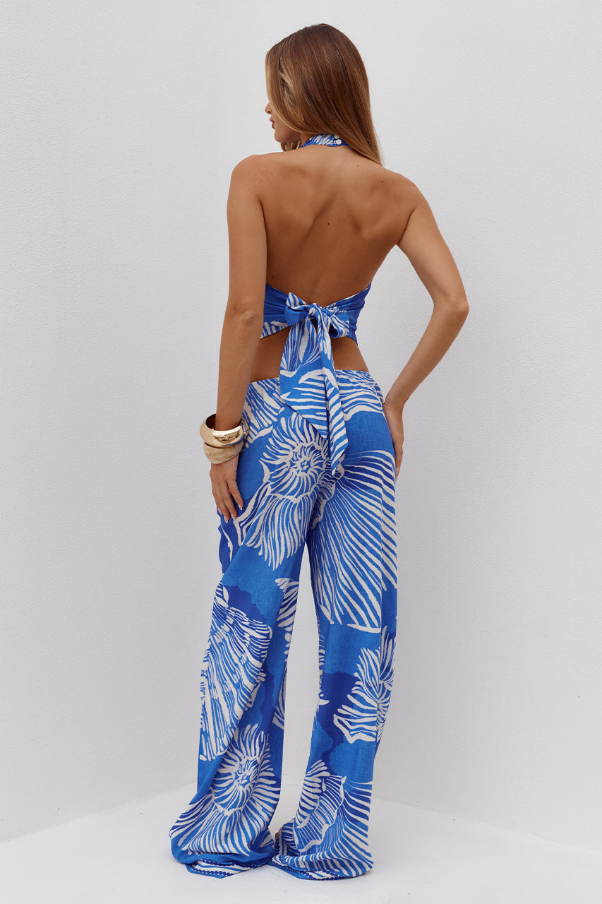 RILEIGH WIDE LEG PALAZZO PANT - SHELLIE BLUE