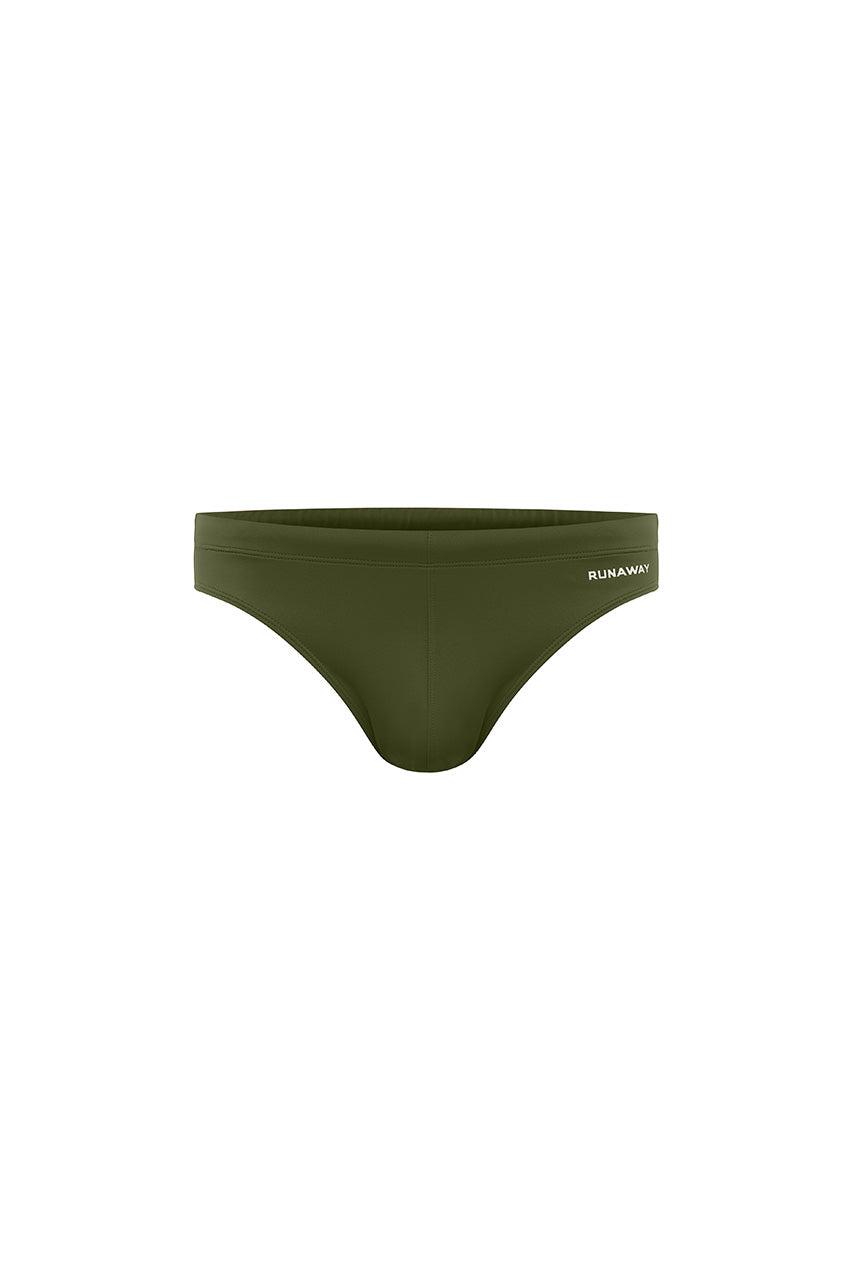 EMILIO PRINTED RACER SWIM BRIEF - KHAKI/RNWY PRINT