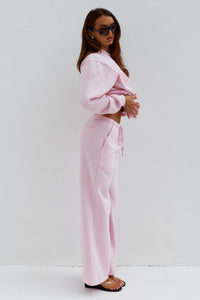 SHOBI LOW RISE TRACK PANTS - BALLET PINK