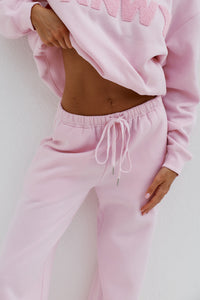 SHOBI LOW RISE TRACK PANTS - BALLET PINK