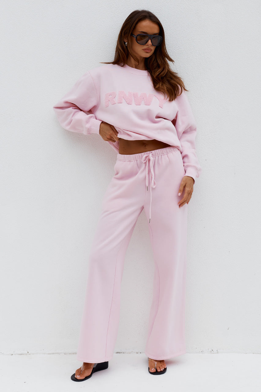 SHOBI LOW RISE TRACK PANTS - BALLET PINK