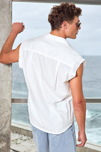 ROMAN SLEEVELESS SHIRT - WHITE