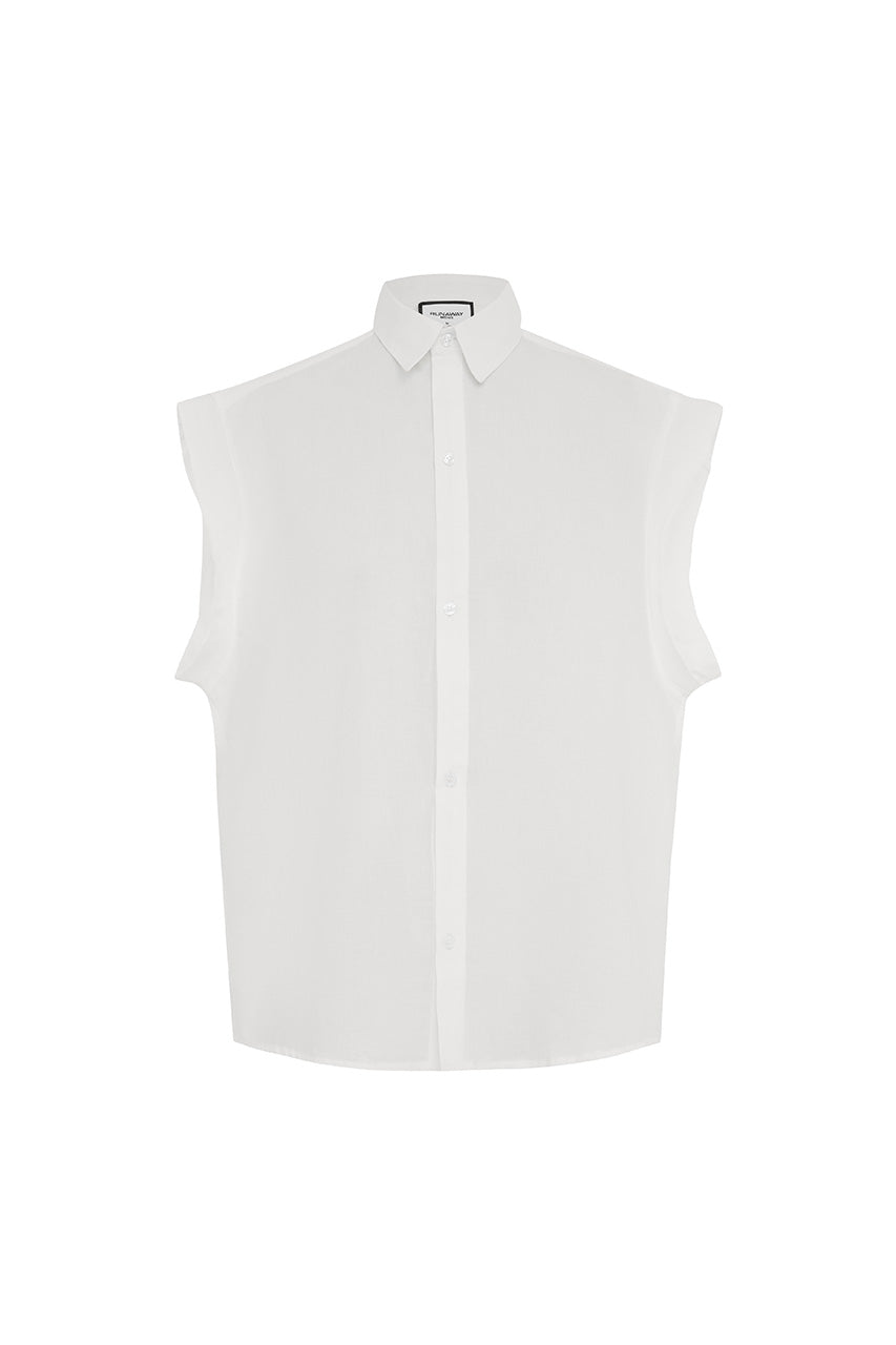 ROMAN SLEEVELESS SHIRT - WHITE
