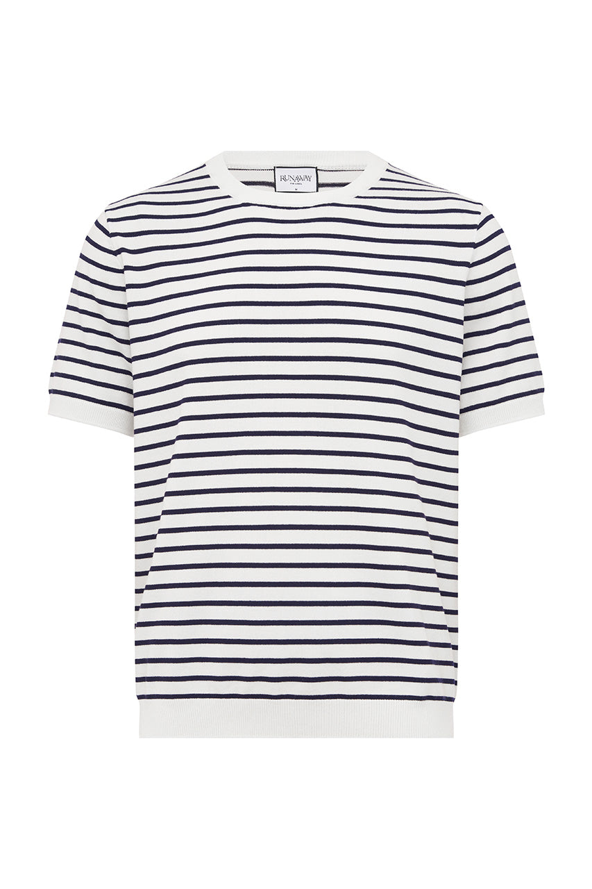 RONAN SHORT SLEEVE KNIT TOP - NAVY/WHITE STRIPE