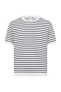 RONAN SHORT SLEEVE KNIT TOP - NAVY/WHITE STRIPE