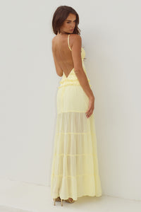 ROSETTA BACKLESS TIERED MAXI DRESS - BUTTER