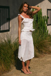 ROXELLE HANDKERCHIEF MIDI SKIRT - WHITE