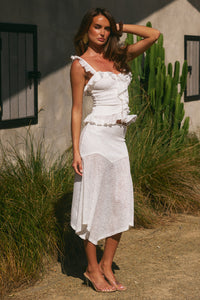 ROXELLE HANDKERCHIEF MIDI SKIRT - WHITE