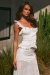 ROXELLE RUFFLE SPLIT FRONT TOP - WHITE