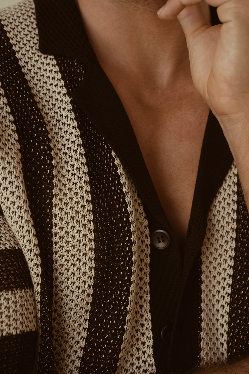 THEO KNIT  SHIRT - SAND/BLACK