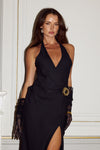 MABELLA HALTER MAXI DRESS - BLACK
