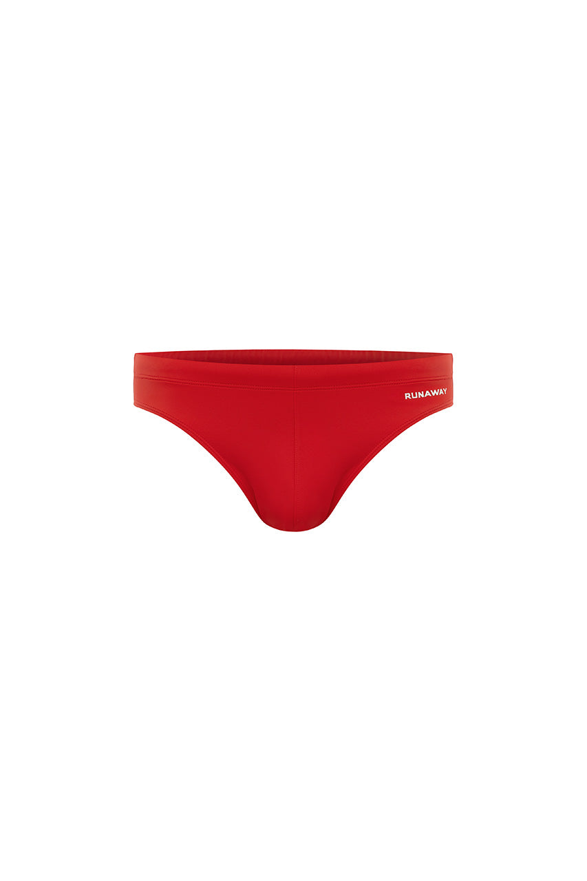 EMILIO PRINTED RACER SWIM BRIEF - RED/RNWY PRINT