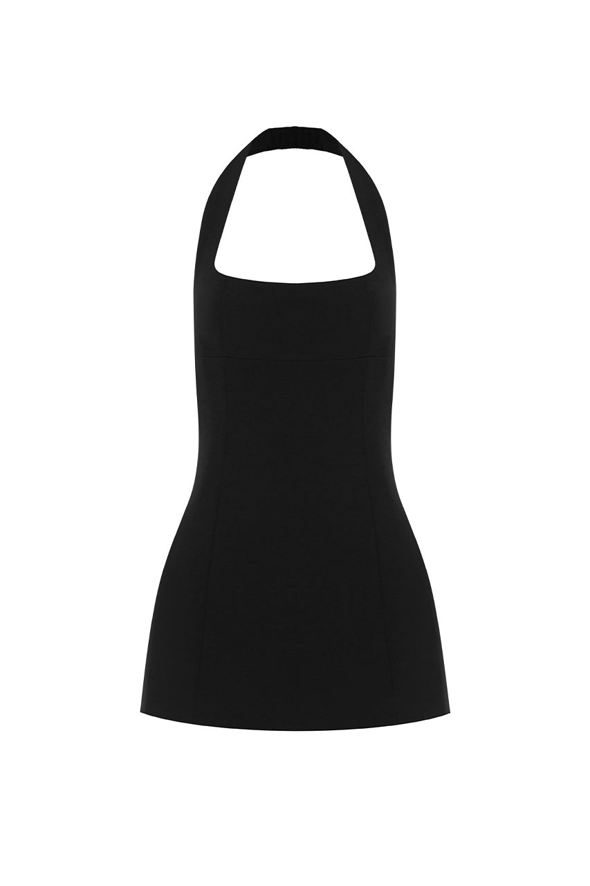 SABLE HALTER TAILORED TOP - BLACK