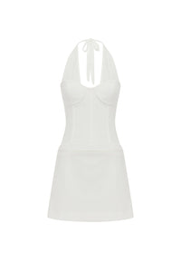 SABRINE HALTER CORSET MINI DRESS - WHITE