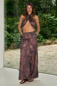 KAELI ELASTICATED PALAZZO PANT - TRIANA CHOCO