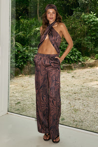 KAELI ELASTICATED PALAZZO PANT - TRIANA CHOCO