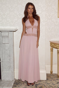 SAFINO HALTER LOW PLUNGE MAXI DRESS - BLUSH