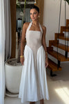 SAMMI MIDI DRESS - SAND/WHITE