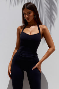 SAMMY BACKLESS HALTER TOP - BLACK