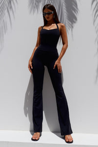 SAMMY BACKLESS HALTER TOP - BLACK