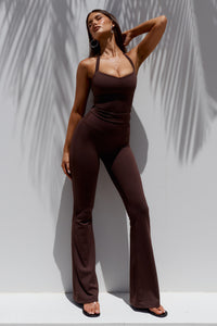 SAMMY BACKLESS HALTER TOP - CHOCOLATE