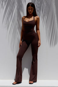 KIARA HIGH RISE FLARED LEGGINGS - CHOCOLATE