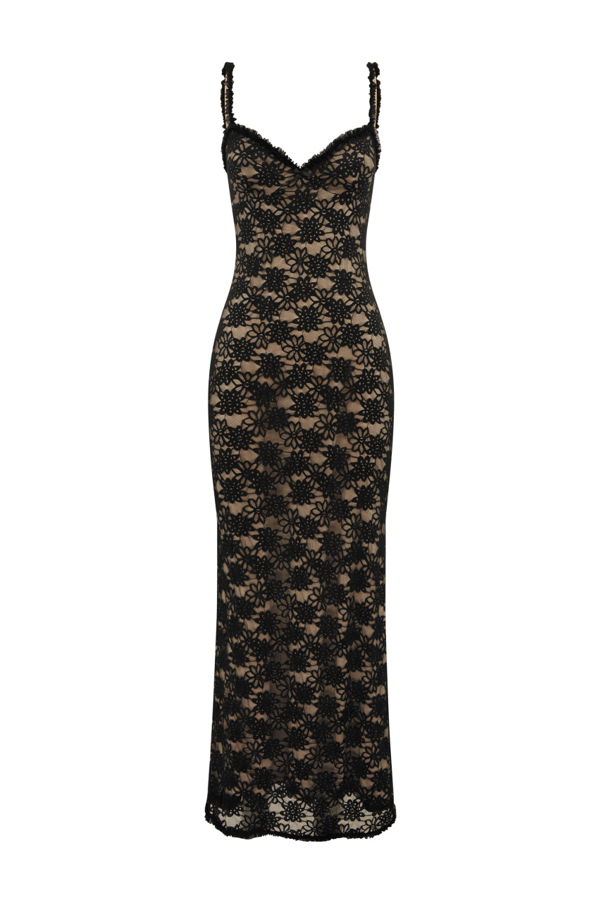 SARTA LACE MAXI DRESS - BLACK