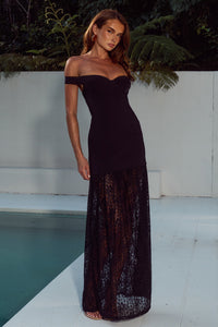 SHAYLA OFF SHOULDER MAXI DRESS - BLACK