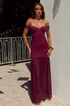 SHAYLA OFF SHOULDER MAXI DRESS - WINE