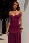 SHAYLA OFF SHOULDER MAXI DRESS - WINE