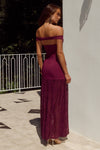 SHAYLA OFF SHOULDER MAXI DRESS - WINE