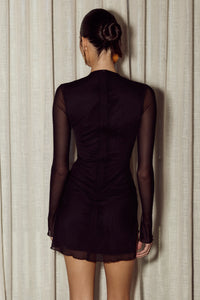 SIA KEYHOLE FITTED MINI DRESS - BLACK